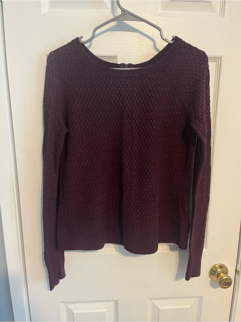 American Eagle Outfitters Burgundy Textured Crewneck Sweater